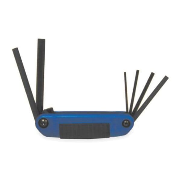 Proto J4973CG Long Arm Hex Key Set, 6 Pieces, 3 to 10 mm Hex, Foldable Handle, ASME B18.3, Alloy Steel, Black Oxide