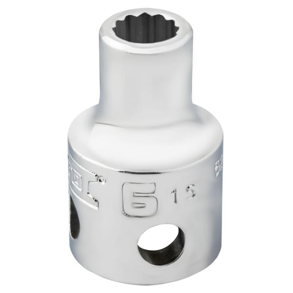 Proto TorquePlus J5206M-TT Standard Length Tether Ready Socket, 3/8 in Square Drive, 6 mm, 12 Points