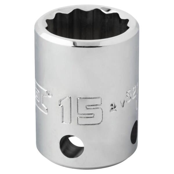 Proto TorquePlus J5215M-TT Standard Length Tether Ready Socket, 3/8 in Square Drive, 15 mm, 12 Points