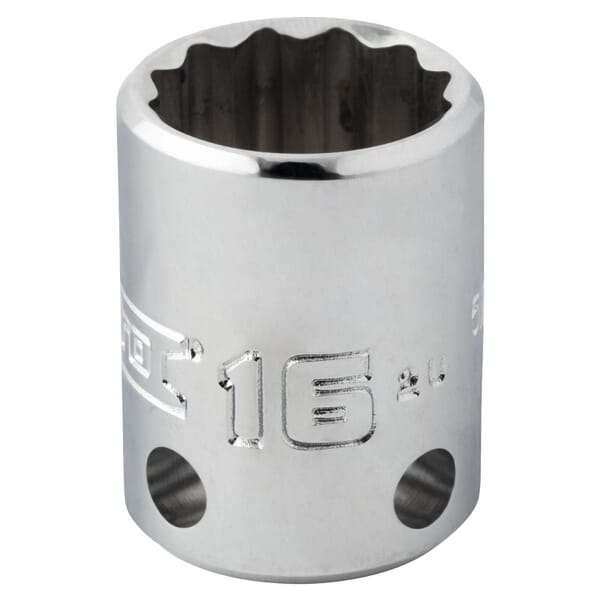 Proto TorquePlus J5216M-TT Standard Length Tether Ready Socket, 3/8 in Square Drive, 16 mm, 12 Points