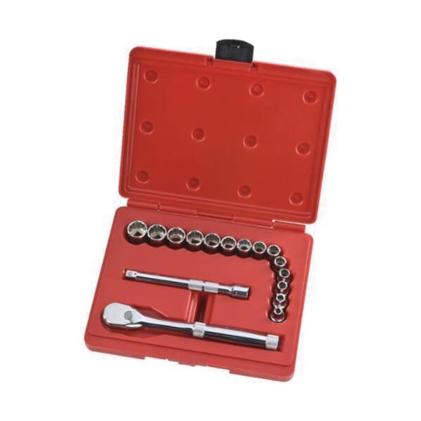 Proto TorquePlus J52218XL Socket Set, ASME B107.5M/B107.500, Metric, 12 Points, 3/8 in Drive, 16 Pieces, Included Socket Size: 6 to 19 mm