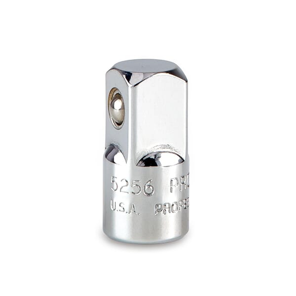 Proto J5256 Socket Adapter, Polished Chrome, Square Drive, 3/8 in Male Drive, 1/4 in Female Drive, Female x Male Adapter, ASME B107.10M/B107.500, Alloy Steel