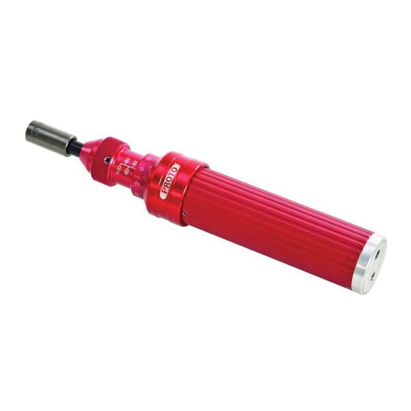Proto J6104ACERT Adjustable Heavy Duty Torque Screwdriver, 1/4 in Drive, 6-1/2 in OAL, 20 to 100 in-oz, +/-4 % Accuracy, 100 in-oz, ASME B107.14M, Aircraft Grade Aluminum