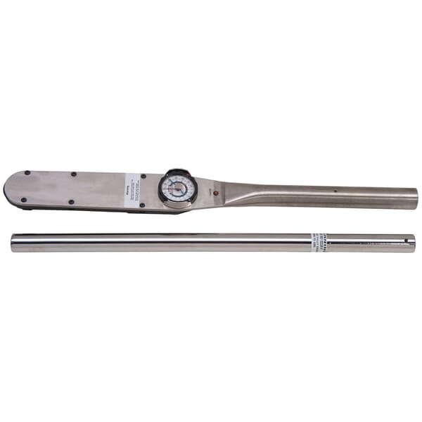 Proto J6133F Dual Scale Dial Torque Wrench, 3/4 in Drive, 120 to 600 ft-lb, Fixed/Ratcheting Head, 46-1/2 in OAL, ASME B107.14M, ISO 6789, 10 ft-lb Graduation