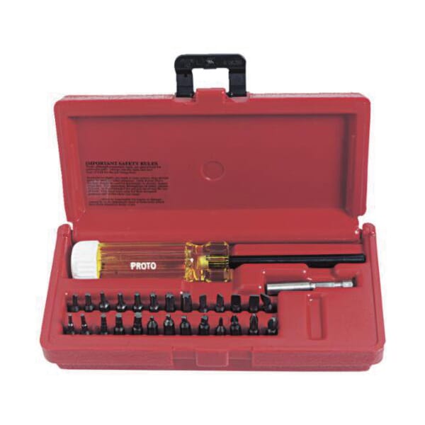 Proto J61929 Magnetic Screwdriver Bit Set, Imperial, 28 Pieces, S2 Steel, Polished Chrome