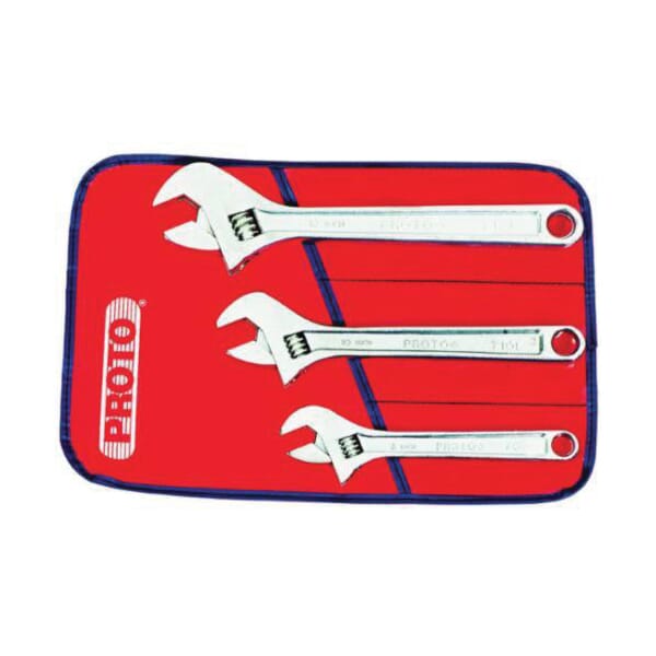 Proto Clik-Stop J790 Adjustable Wrench Set, Imperial, 3 Pieces, 1-1/8 to 1-1/2 in, Satin