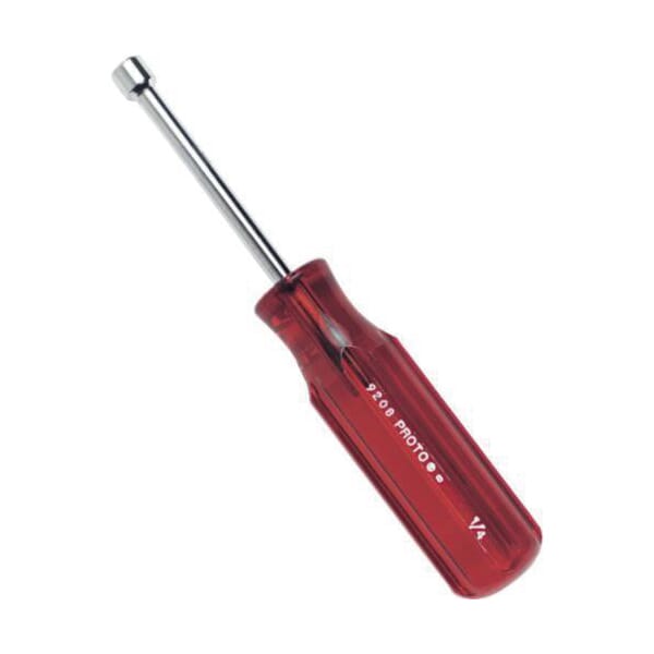 Proto J9210 Nut Driver, 5/16 in, Solid Round Shank, Orange Fluted Handle, ANSI B107.12, ASME B107.110-2012, Federal GGG-W-657C, Polished Chrome