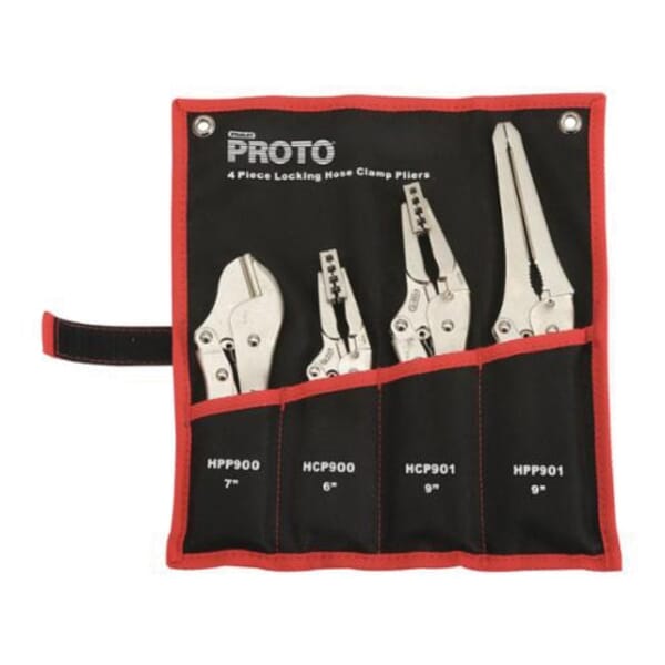 Proto JFFHC4 Locking Non-Insulated Hose Clamp Pliers Set, 12-9/64 in L, Metal