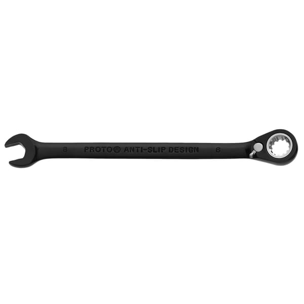 Proto JSCVM19 Reversible Combination Wrench, Metric, 19 mm, 12 Points, 15 deg Offset, 9-3/4 in OAL, Chrome Vanadium Steel, Polished Chrome/Black, ASME Specified