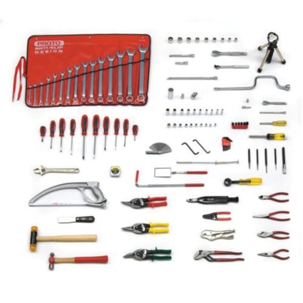 Proto JTS-0116AIR SAE Aircraft Mechanics Starter Tool Set, Box Tool Storage, 1/4 in, 3/8 in, 1/2 in Drive, 116 Pieces