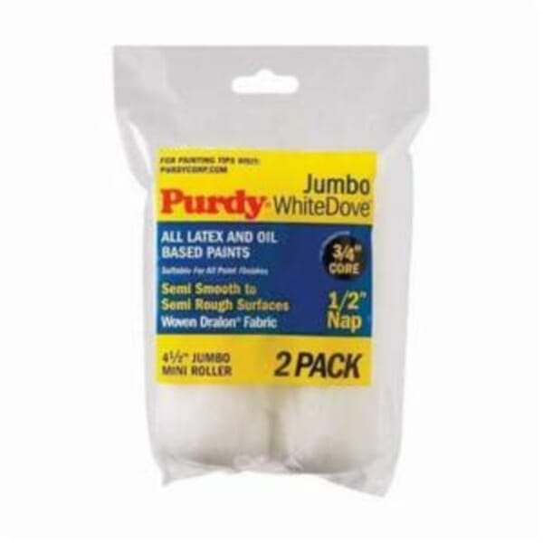 Purdy 140624010 White Dove Jumbo Mini Roller Replacement, 1/4 in Nap, 4-1/2 in L, Acrylic Woven Dralon Fabric, Semi-Smooth