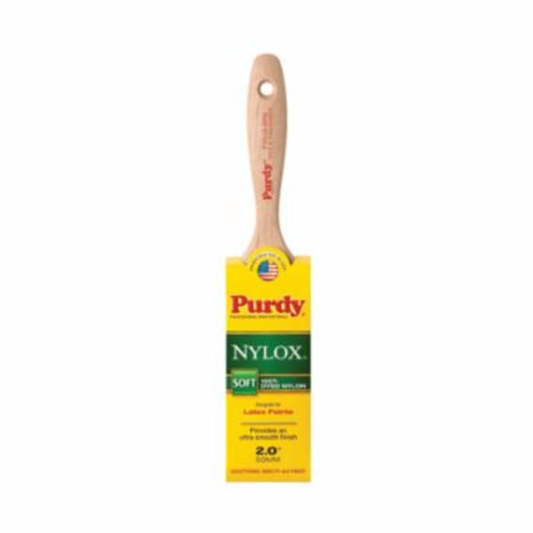 Purdy 144380220 Nylox Sprig Flat Trim Brush, 2-11/16 in OAL, 2 in, Natural Hardwood Handle, Latex, Water Based