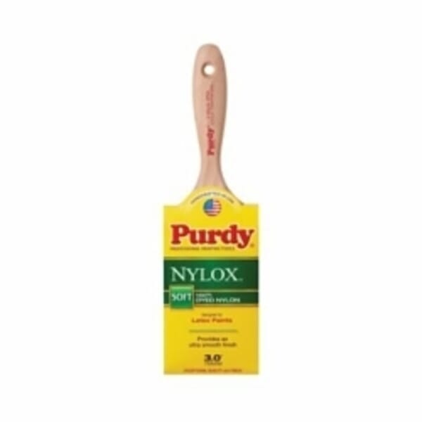 Purdy 144380230 Nylox Sprig Flat Trim Brush, 3-3/16 in OAL, 3 in, Natural Hardwood Handle, Latex, Water Based