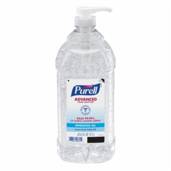 PURELL 9625-04 Hand Sanitizer, 2 fl-oz Nominal, Bottle Package, Gel Form, Fruity/Odorless Odor/Scent, Clear/Light Blue