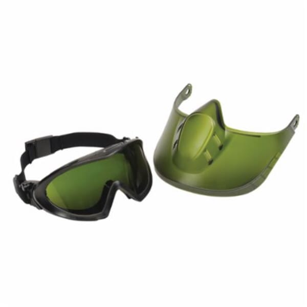 Pyramex Direct/Indirect Protective Goggles With Tinted Faceshield Attachment, Anti-Fog Green Polycarbonate Lens, 99 % UV Protection, Elastic Strap, ANSI Z87.1