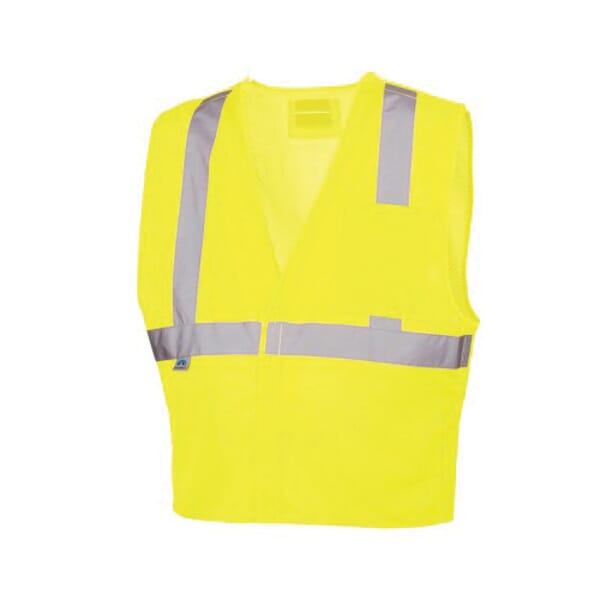 Pyramex Lightweight Safety Vest, Hi-Viz Lime, Polyester Mesh, Hook and Loop Closure, 2 Pockets, ANSI Class: Class 2, Specifications Met: ANSI/ISEA 107-2015 Type R