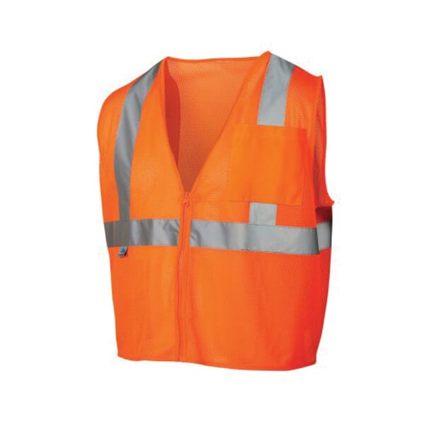 Pyramex RVZ2120XL Lightweight Safety Vest, XL, Hi-Viz Orange, 105 gsm Polyester Mesh, Zipper Closure, 2 Pockets, ANSI Class: Class 2, Specifications Met: ANSI/ISEA 107-2015 Type R