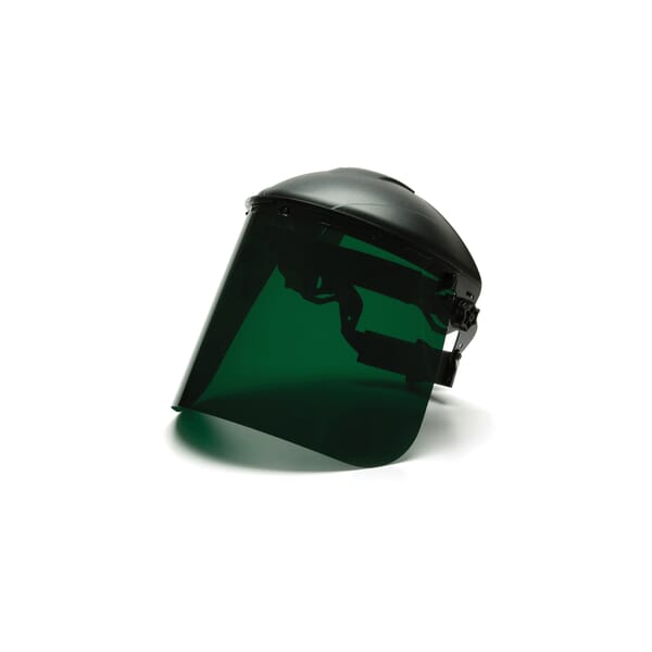 Pyramex S1035 Face Shield, 8 in H x 15 in W x 0.04 in THK, Dark Green Tint, Polyethylene