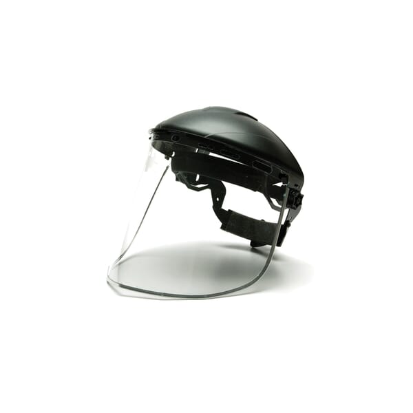 Pyramex S1040 Face Shield, 8 in H x 15 in W x 0.04 in THK, Clear, Aluminum/Polycarbonate