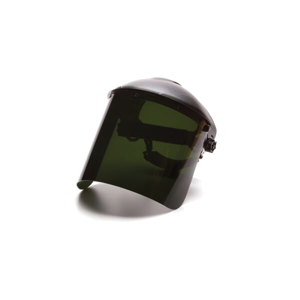 Pyramex S1250 Cylinder Face Shield, 8 in H x 15-1/2 in W x 0.078 in THK, IR Shade 5/IR5 Green, Polycarbonate Glass