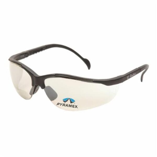Pyramex Bi-Focal Lens Safety Reading Glasses, Indoor/Outdoor Mirror Lens, Black, Nylon/Polycarbonate Frame, Polycarbonate Lens, 99.9% UVA/UVB/UVC UV Protection, ANSI Z87.1+, CE EN166 c SEI CAN/CSA Z94.3-15, MIL-PRF 32432