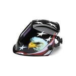 Pyramex WHAM3030AE Decorated Auto Darkening Helmet, IR 9 to 13 Lens Shade, American Eagle, 3.858 x 3.425 in Viewing Area, Nylon, Manual Lens Control, Specifications Met: ANSI Z87.1-2015, CAN/CSA Z94.3-07 Class 3
