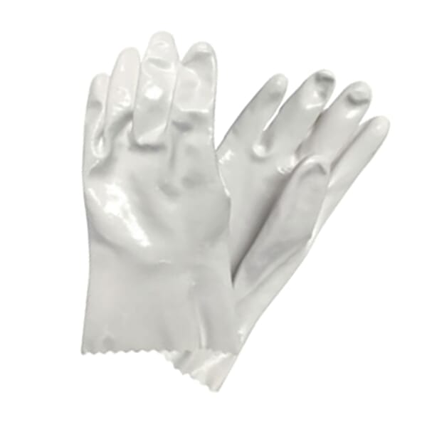 QRP PolyTuff 550L Solvent Gloves, L, Polyurethane, White, Cotton Lining, 13 in L, Resists: Hydrochloric Acids, Sodas and Sulphuric Acid, Supported Support