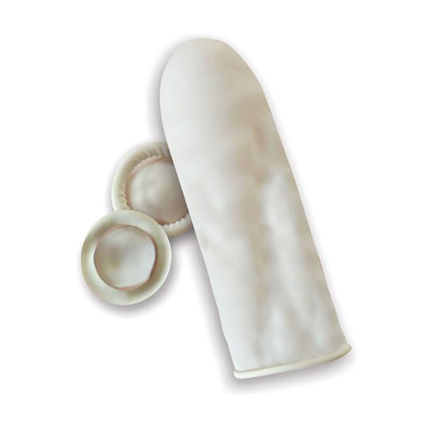 QRP Qualatex Economical Miracle Grip Powder-Free Finger Cot, L, Natural Rubber Latex, White