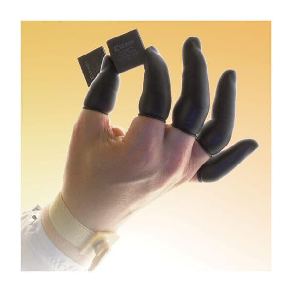 QRP Qualatex Static Dissipative Finger Cot, S, Natural Rubber Latex, Black