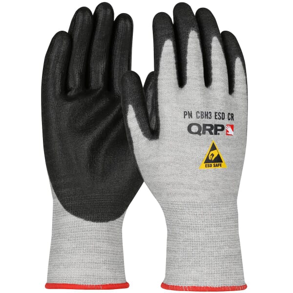 QRP CBH3ESDCRS Gloves, Polyurethane, Black