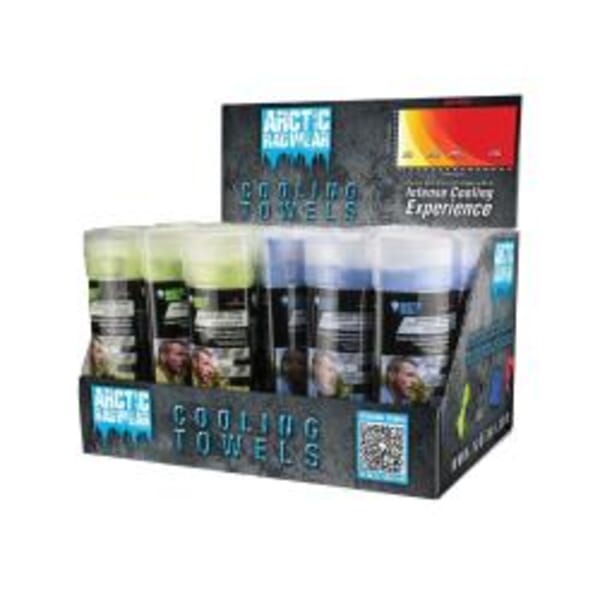RADWEAR RCS-CD3 Mixed Cooling Towel Counter Display, 26 x 17 in, Blue/Lime