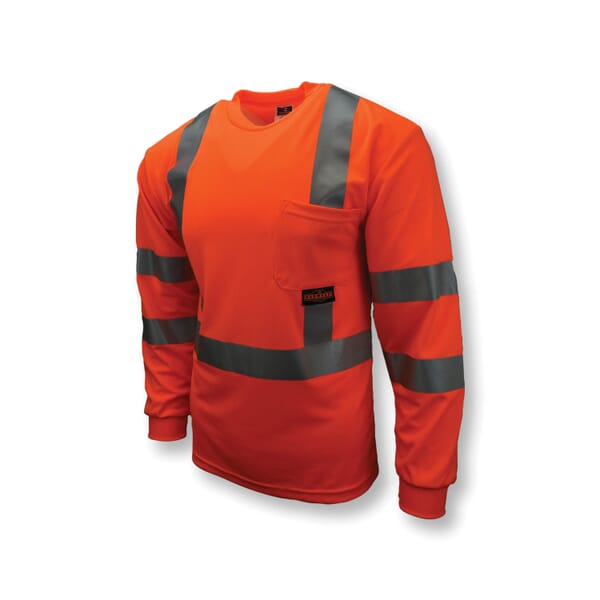RADWEAR ST21-3POS-5X Long Sleeve Safety T-Shirt, 5XL, Hi-Viz Orange, Birds Eye Polyester Mesh