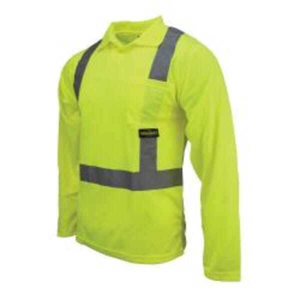 RADWEAR ST22-2PGS-3X Long Sleeve Safety Polo Shirt, 3XL, Hi-Viz Green, Wicking Polyester Mesh
