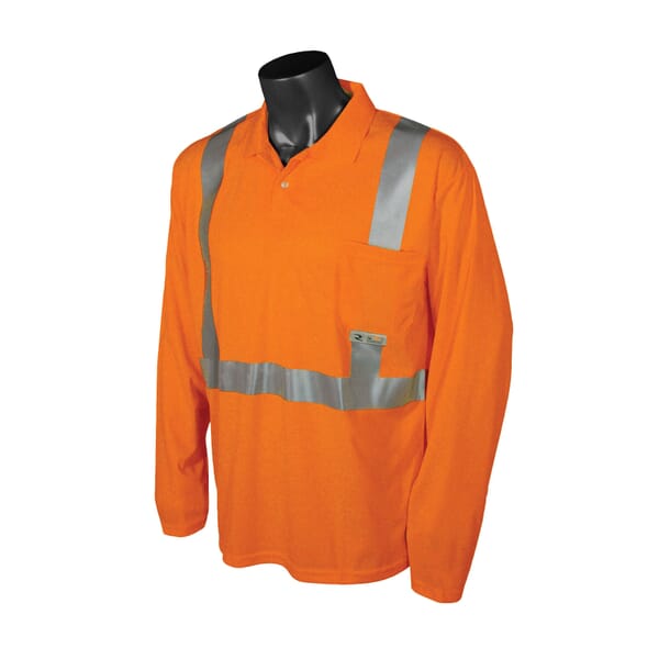 RADWEAR ST22-2POS-2X Long Sleeve Safety Polo Shirt, 2XL, Hi-Viz Orange, Wicking Polyester Mesh