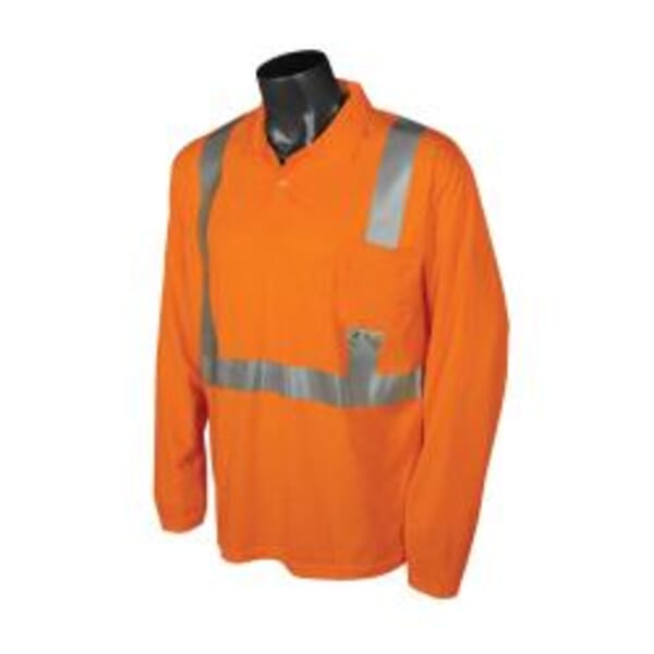 RADWEAR ST22-2POS-M Long Sleeve Safety Polo Shirt, M, Hi-Viz Orange, Wicking Polyester Mesh