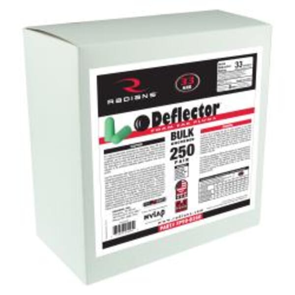 Radians Deflector FP90-B250 Ear Plug, 33 dB Noise Reduction, Tapered Bullet Shape, ANSI S3.19-1974, Disposable, Uncorded Design
