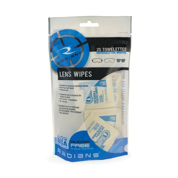 Radians LC25BG Lens Cleaning Towelette, 25 Tissue