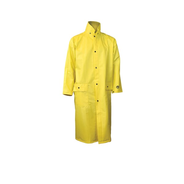 Radians DRIRAD28 Rain Coat, Yellow, 0.28 mm Polyester/PVC, Resists: Chemical and Water, ASTM D6413, Detachable Hood