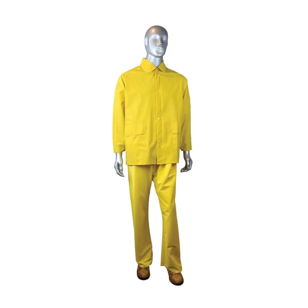 Radians ERW35 3-Piece Economy Rain Suit, Yellow, Polyester/PVC, Detachable Hood
