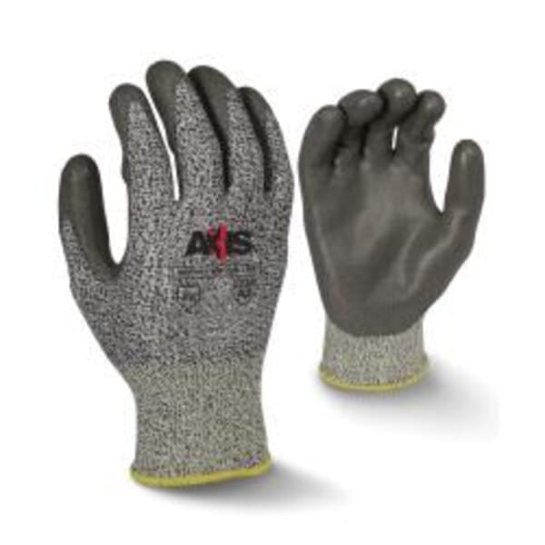 Radians AXIS Cut Resistant Gloves, Polyurethane Coating, HPPE, Elastic Wrist/Slip-On Cuff, Resists: Abrasion, Cut, Puncture and Tear, ANSI Cut-Resistance Level: A2