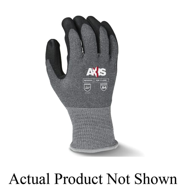 Radians AXIS Cut-Resistant Gloves, Polyurethane Coating, HPPE With Fiberglass, Seamless Cuff, Resists: Abrasion, Cut, Tear and Puncture, ANSI Cut-Resistance Level: A4, ANSI Puncture-Resistance Level: 4