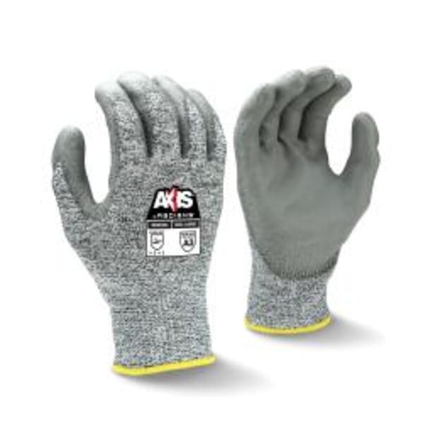 Radians AXIS Cut-Resistant Gloves, Polyurethane Coating, 13 ga HPPE, Seamless Cuff, Resists: Abrasion, Cut, Tear and Puncture, ANSI Cut-Resistance Level: A3, ANSI Puncture-Resistance Level: 4