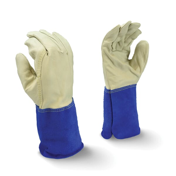 Radians Regular Grain MIG/TIG Welding Gloves, Cowhide Leather, Gray/Blue, Split Shoulder Cuff