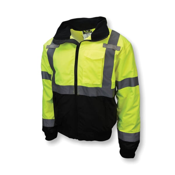 Radians 2-in-1 Bomber Safety Jacket, Hi-Viz Green, Polyester, ANSI/ISEA 107-2010 Class 3