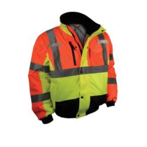 Radians Weatherproof Bomber Jacket With 160 g/sq-m Quilted Built-In Liner, Multi-Color, Polyester, Resists: Water and Wind, ANSI Class 3
