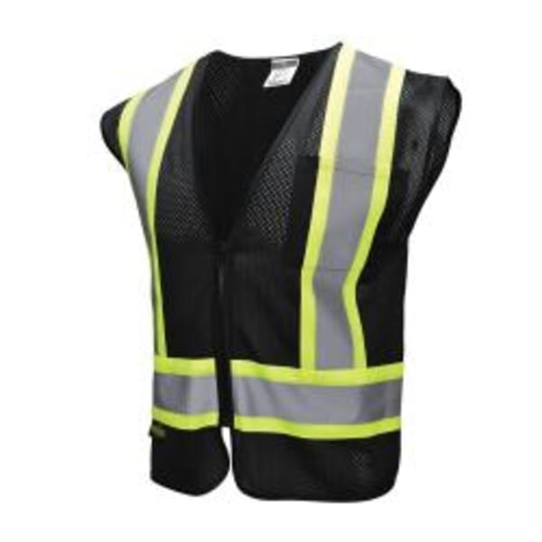 Radians 2-Tone Economy Safety Vest, Black, Polyester Mesh, Zipper Closure, 2 Pockets, ANSI Class: Class 1, ANSI/ISEA 107-2015 Type O