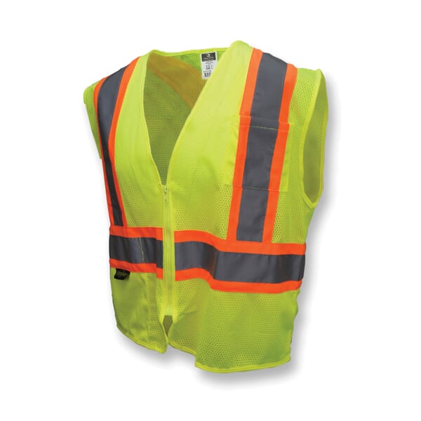 Radians 2-Tone Economy Safety Vest, Hi-Viz Green, Polyester Mesh, Zipper Closure, 2 Pockets, ANSI Class: Class 2, ANSI/ISEA 107-2015 Type R