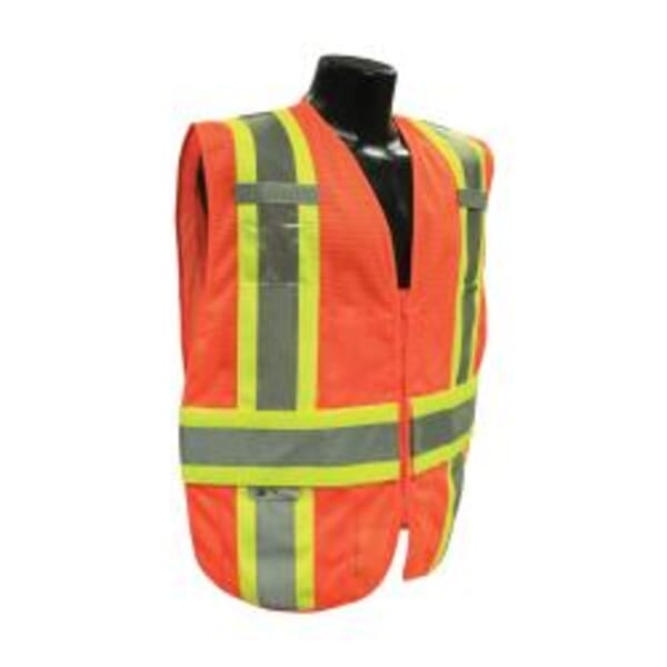 Radians SV23-2ZOM-M/L 2-Tone Expandable Safety Vest, M to L, Hi-Viz Orange, Polyester Mesh, Plastic Zipper Closure, 4 Pockets, ANSI Class: Class 2, ANSI/ISEA 107-2015 Type R