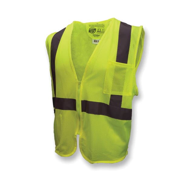 Radians SV25-2ZGM-2X Economy Fire-Resistant Self-Extinguishing Safety Vest, 2XL, Hi-Viz Green, Polyester Mesh, Zipper Closure, 2 Pockets, ANSI Class: Class 2, ASTM D6413, ANSI/ISEA 107-2010, SE D6413