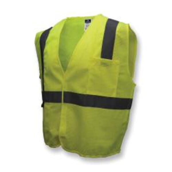 Radians SV2GM3X Economy Safety Vest, 3XL, Hi-Viz Green, Polyester, Hook and Loop Closure, 2 Pockets, ANSI Class: Class 2, ANSI/ISEA 107-2010